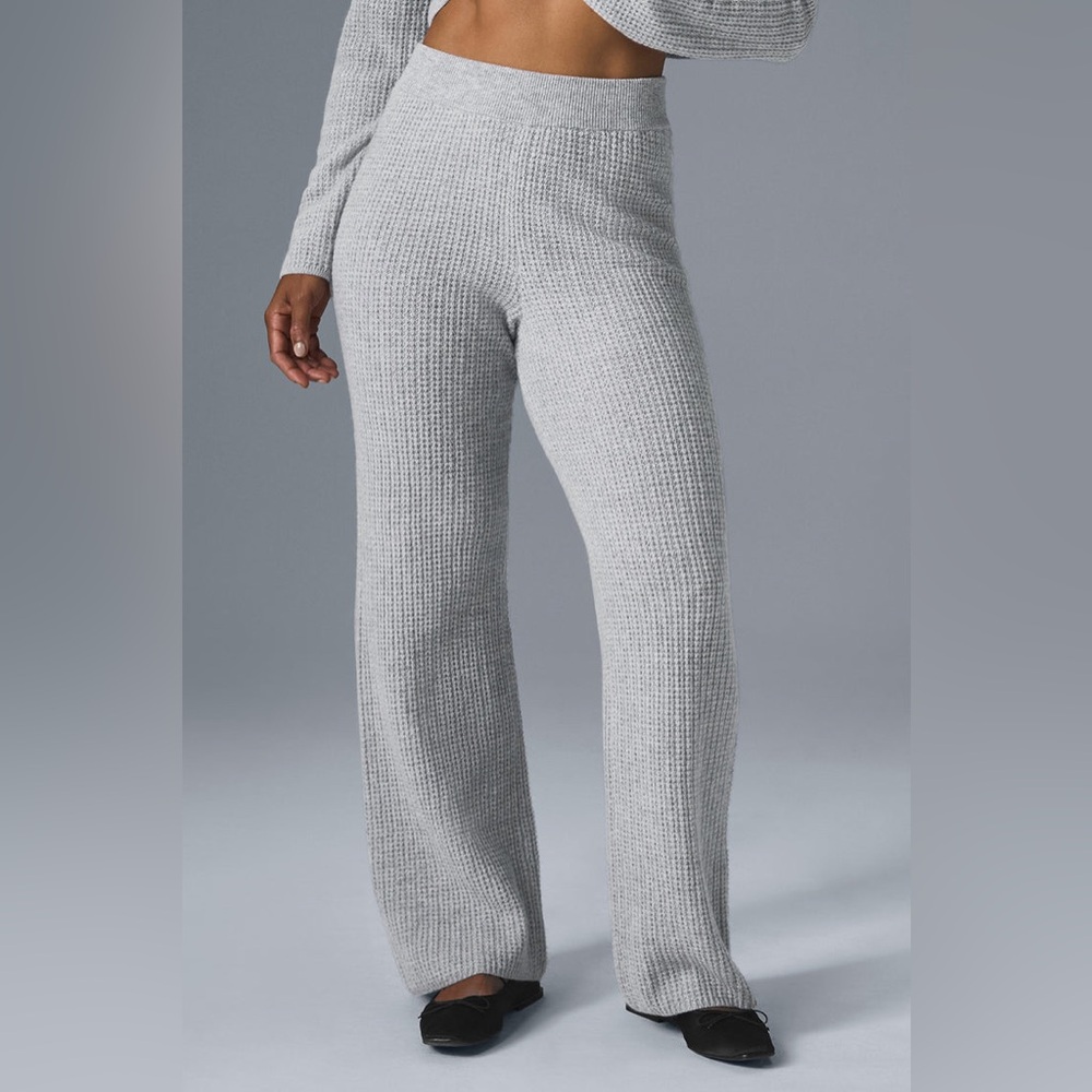 Alo Yoga Cashmere High-Waist Plush Waffle Pant Heather Grey Medium W51286R